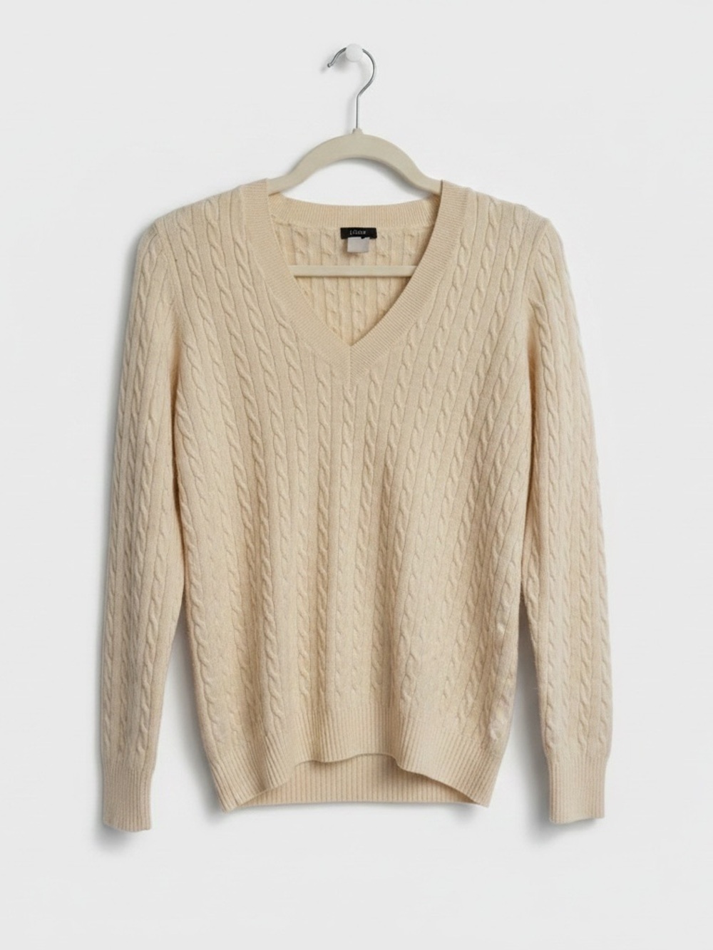 J.Crew Cream Cable Knit V-Neck Sweater Size Medium